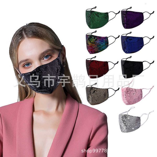 

sequin personality shiny dust three layer cotton replaceable filter colorful mask