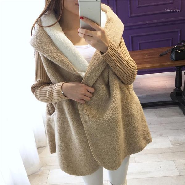 

women's jackets 2021 bomber arrival sale jaqueta feminina autumn large size loose stitching cardigan women plus velvet thick coat, Black;brown