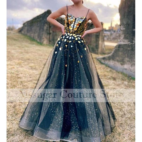 

party dresses 2021 spaghestraps prom sequins beading crystal tulle celebrity gowns vestido de fiesta, White;black
