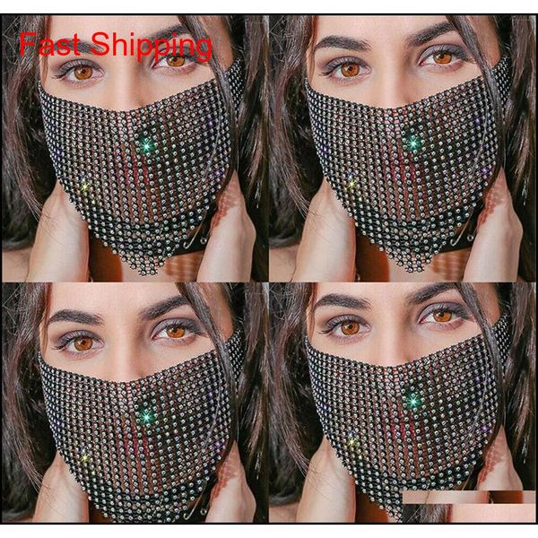 

2020 fashion women style mesh flash jewelry mask colorful crystal shiny diamond mask women party veil bling dia jllytw home003, Silver