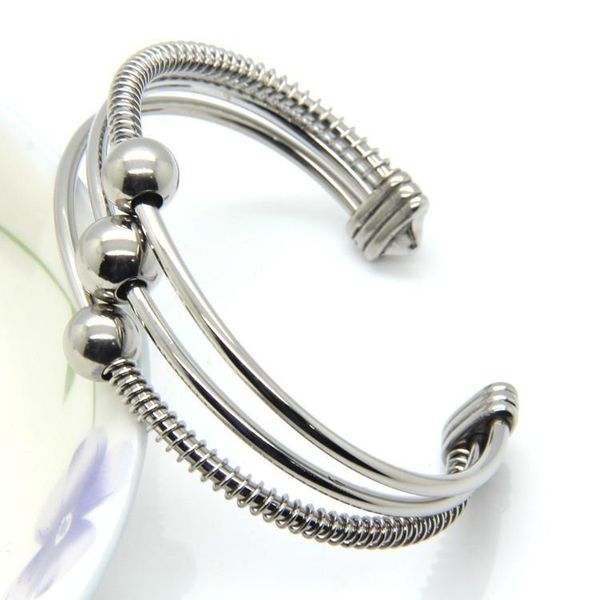 

bangle simple circular stainless steel beads costume jewelry bracelets bangles for women, Black