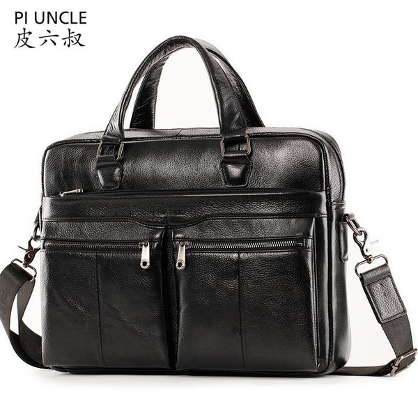 

briefcases men business briefcase genuine leather shoulder portfolio lapcomputer bag fashion document cow office handbag