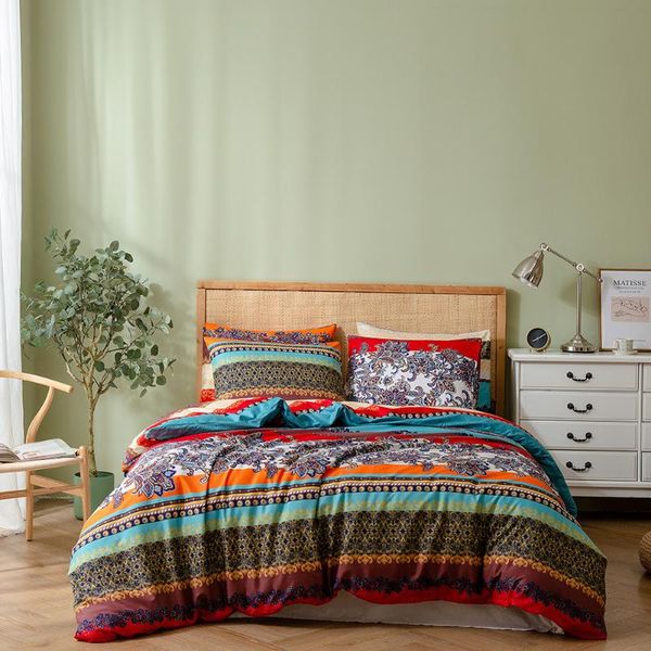 

bedding sets 3d geometric bohemian bag with pillowcase 2/3 pcs red and orange set