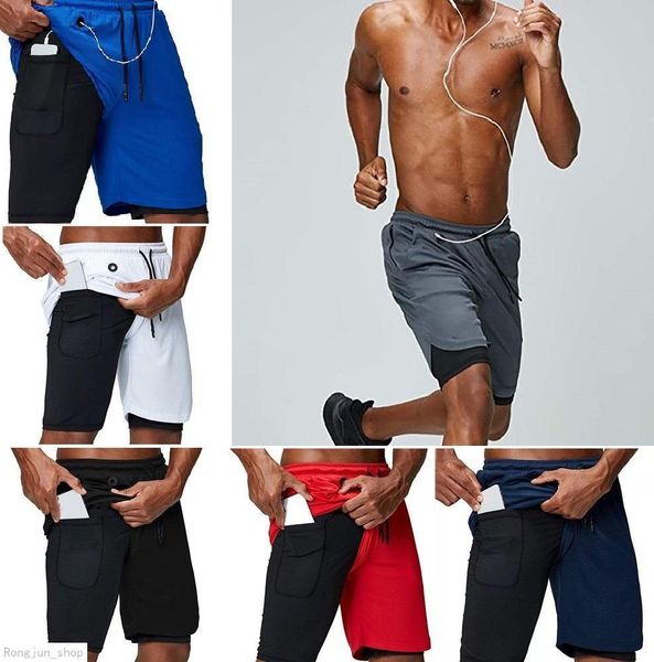 

new men running shorts sports gym compression phone pocket wear under base layer short pants athletic solid tights shorts pants 03, Black