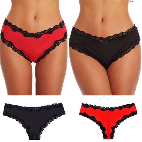 

imcute women's panties, lace bowknot decoration hollow-out briefs for wedding nights honeymoon, Black;white