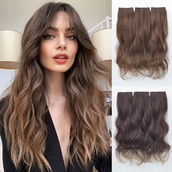 

synthetic wigs lvhan 3pcs/set long wavy curly hair clip in ombre dark thick hairpieces, Black