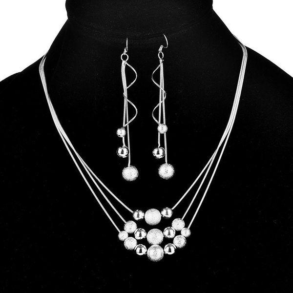 

earrings & necklace high-grade klassische mode neue perle halskette schmuck parure bijoux femme sets handel, Silver
