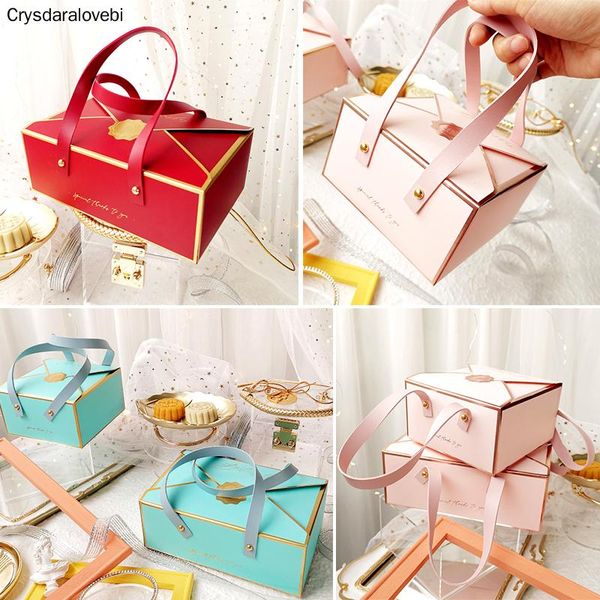 

gift wrap 10pcs/lot christmas envelop paper cake boxes year packaging chocolate candy decoration ribbon handle