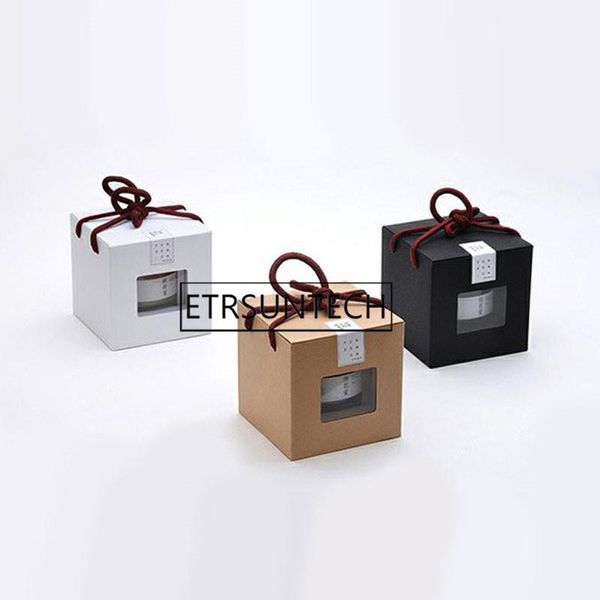 

gift wrap 50pcs kraft paper glass bottle packaging box with portable handle honey jam cosmetic handmade soap packing
