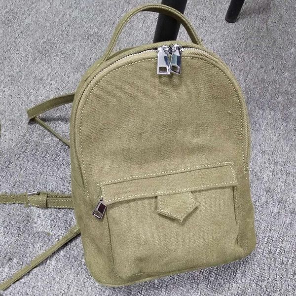 

backpack small school bag army cloth green mini pure color simple trend double shoulder bags for teenagers