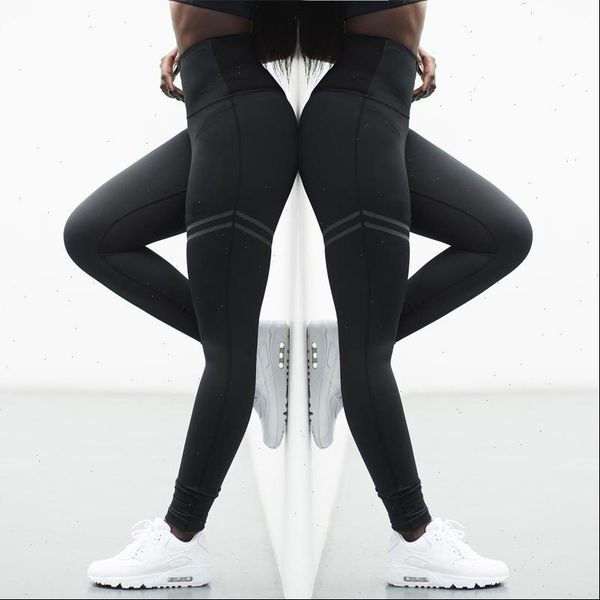 

2021 new activewear high waist fitness leggings women pants fashion patchwork workout legging stretch slim sportswear jeggings, Black
