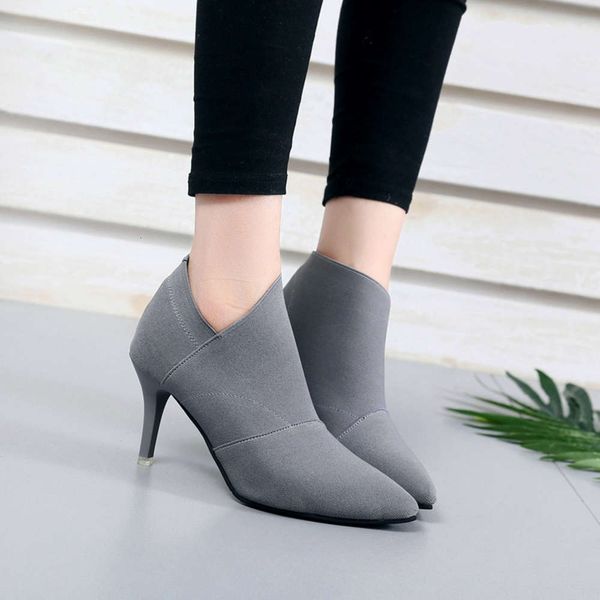 

autumn fashion pointy solid thin heel high short tube boots, Black