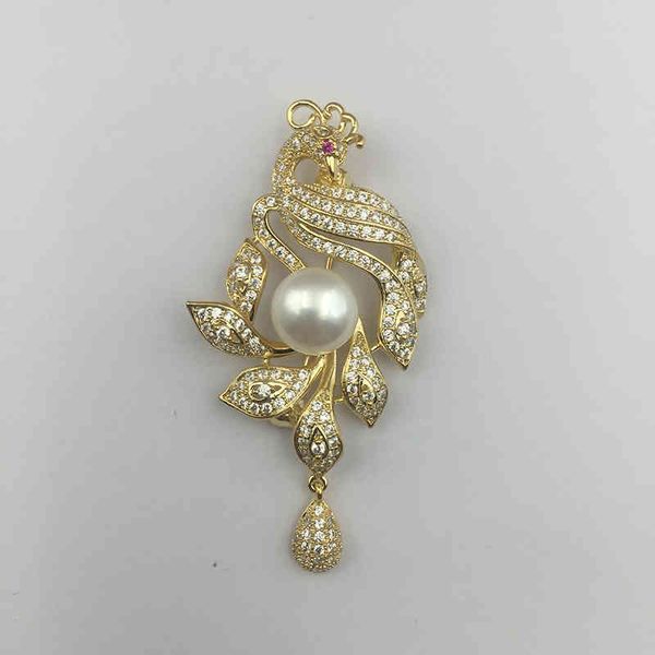Sinya Brosche mit echten Perlen, Phönix-Vogel des Wunders, edler Schmuck für Frauen, Mütter, Damen, 11 mm große Perlenfarbe optional