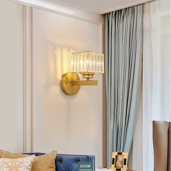 

wall lamp light luxury crystal living room postmodern tv corridor bedroom background creative bedside a