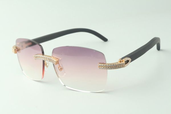 

classic double row diamond sunglasses 3524025 with black wooden arms glasses, direct sales, size: 18-135 mm, White;black