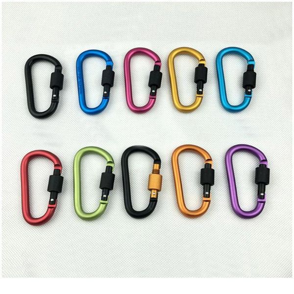 

5pcs climbing carabiner keychain safety outdoor pendant aluminum alloy thread lock buckle hook mountaineering camping a jllhtx