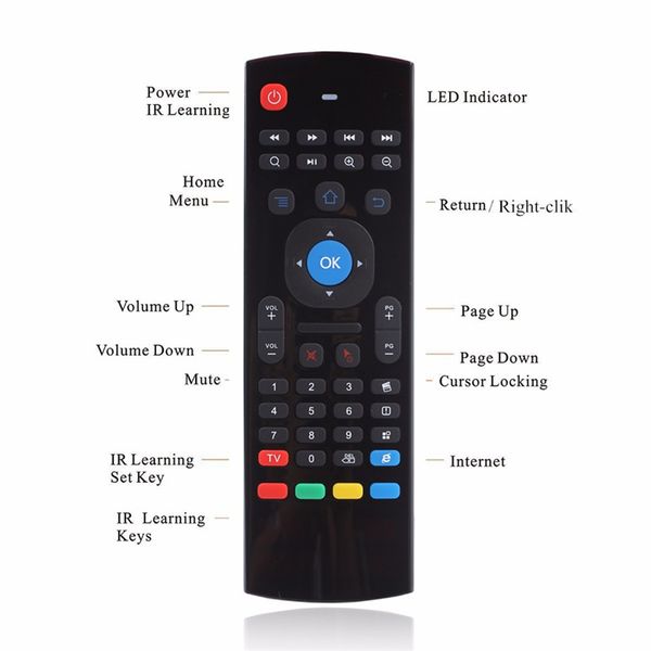 

x8 backlight mx3 mini keyboard 2.4g wireless pc remote controls with ir learning qwerty 6axis fly air mouse backlit gampad for android tv bo