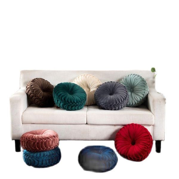 

cushion/decorative pillow fashion velvet pleated round floor cushion pouf soft comfortable throw home sofa decor pillows decoration