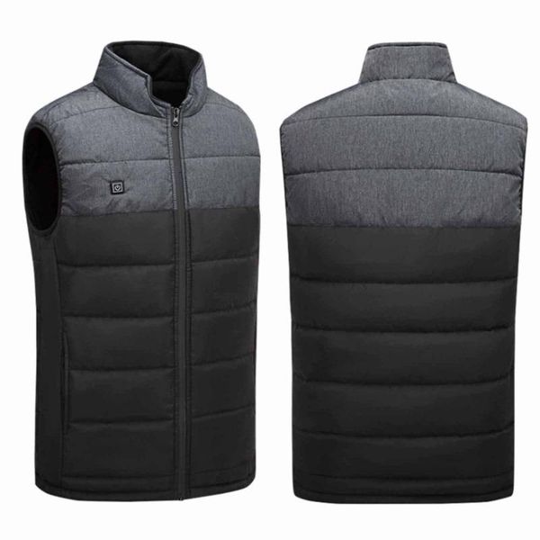 

men's vests heated jacket fashion men women coat intelligent usb electric heating thermal warm clothes winter vest plus size, Black;white