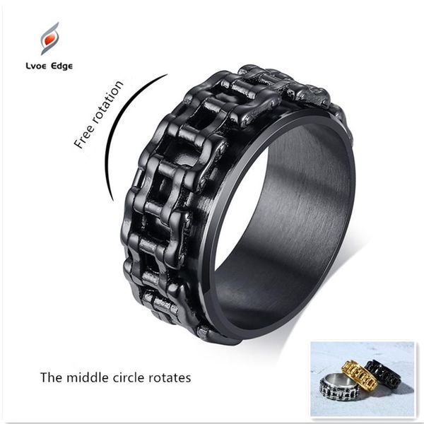 

wedding rings 2021hop men ring motorcycle biker bicycle chain stainless steel brands spinner rock male jewelry, Slivery;golden