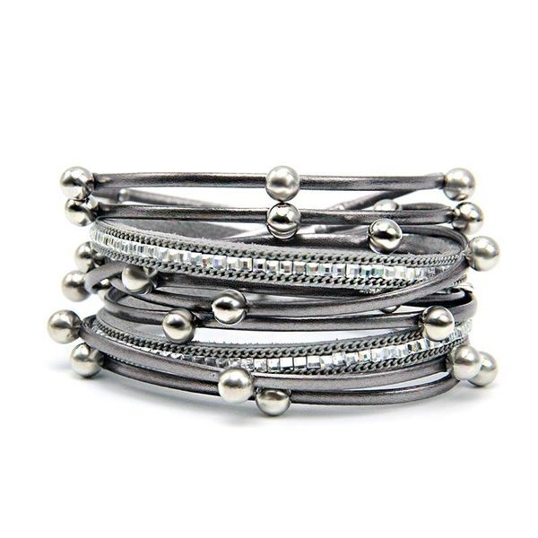 

charm bracelets european and american exaggerated retro cow leather multilayer hand woven men's jewelry titanium alloy magnetic bracele, Golden;silver