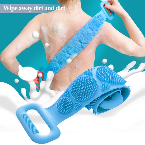 Banho Duche Silicone Gel Scrub Body Brush Belt Exfoliating Back Massage Brush Brush Bath Lavar Banheira limpo Scrub Scrub Towel Remoção de mancha YL0291