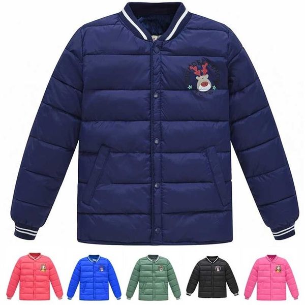 

children's jacket for boys and girl autumn winter cartoon elk baby kids cotton solid color warm coats 2-13 years 211203, Blue;gray