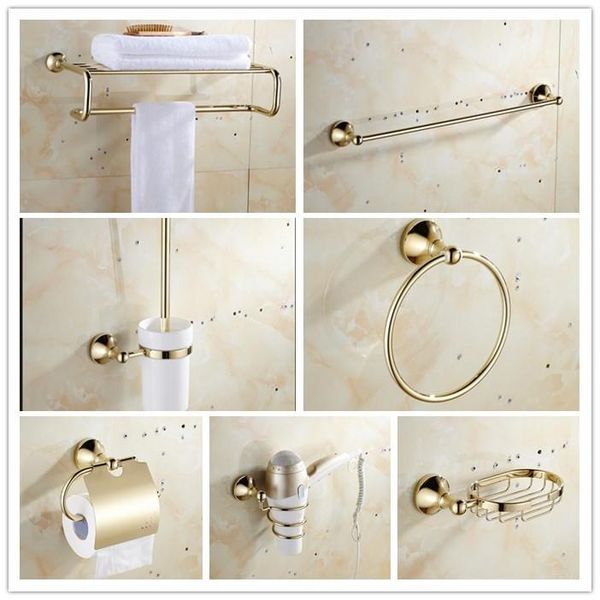 

bath accessory set golden polished brass & crystal bathroom accessories hardware towel rack bar paper holder soap dish jm2221