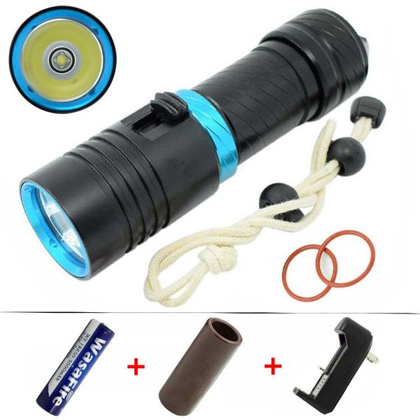 

xml l2 led scuba 3800lm 18650 underwater waterproof lantern portable diving torch camping hunting light with charger