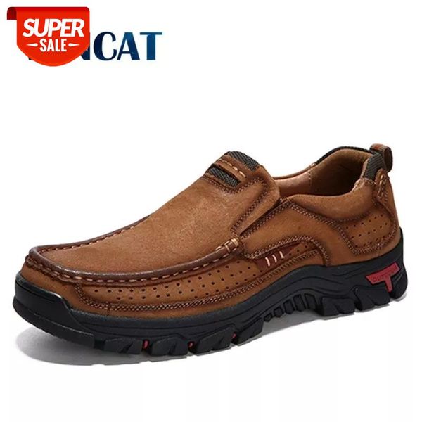 

2020 new men's shoes 100% genuine leather casual shoes waterproof work shoes cow leather loafers plus size 38-48 #ec6a
