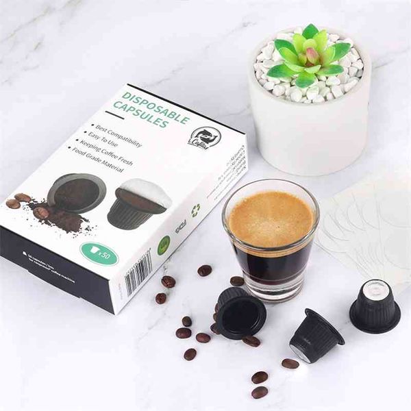 ICafilas50/100 set Monouso Vuoto Per Nespresso e Coperchi Adesivi in Alluminio Guarnizioni per Capsule Nespresso Fai da Te Proprio Caffè 210712