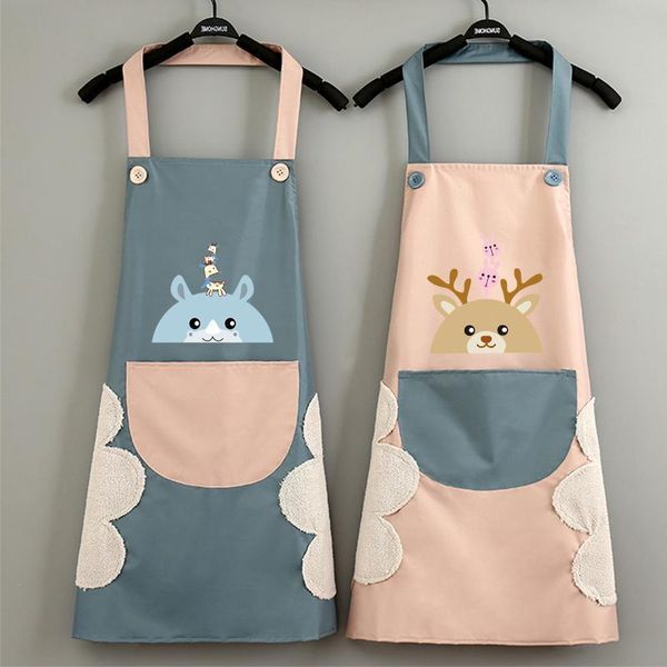 

aprons household apron fashion kitchen waterproof and oil-proof hanging neck scarf skirt work clothes korean overalls bibs