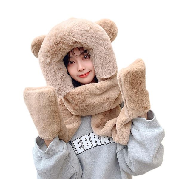 

hats, scarves & gloves sets sparsil women winter hat and scarf set faux fur glove cute with ear flap fullfy thicken warm double-layer, Blue;gray