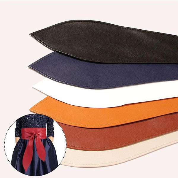 

belts fashionable clothing accessories temperament imitation leather girdle exquisite soft wide belt all-match bow, Black;brown