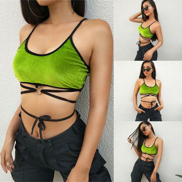 

uk women's ladies plain sleeveless strappy cami bralet bra summer crop vest