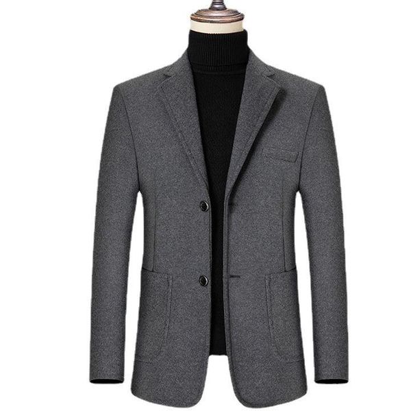 

men's suits & blazers fall and winter fashion brand blazer men clothing casual solid suit slim fit jacket single breasted wool coat 4xl, White;black