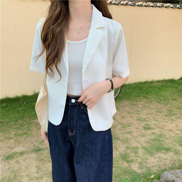 

women's suits & blazers summer thin suit small coat korean temperament short sleeve slim casual, White;black