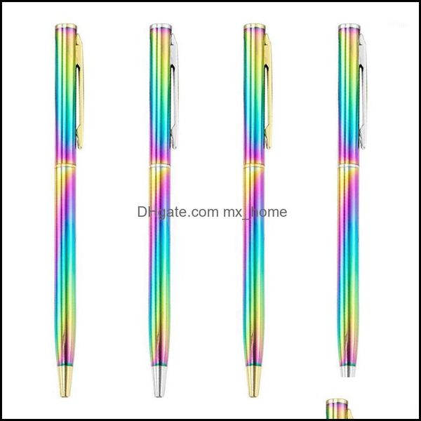 Ballpoint canetas escrevendo material de escritório escritório industrial 100 pçs / lote colorf gradient caneta de metal publicidade presente comercial b