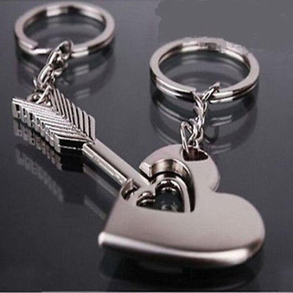 

keychains 1 pair fashion heart arrow key ring keyfob romantic couples keychain lover gift, Silver