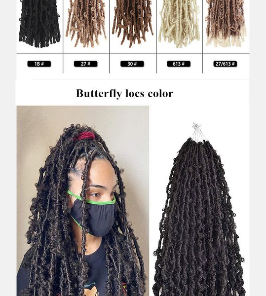 

12inch new butterflies crochet hair extension chemical fiber hair 2021 women braiding butterflies knitting spot butterfly locks prelooped, Black