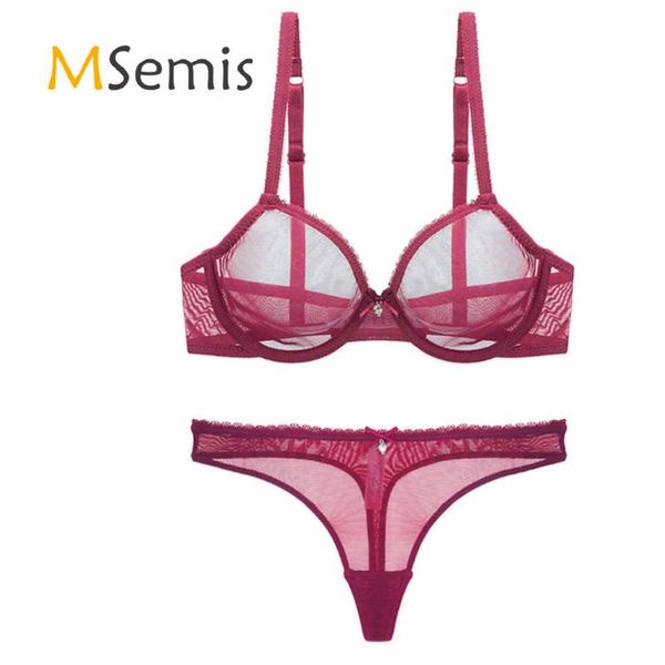 

womens swimsuit see-through mesh lingerie suit underwear sleepwear adjustable straps underwire unlined bra with briefs