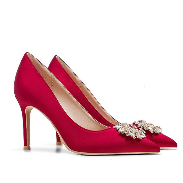 

size 33-42 spring to women's red thin strass heels high fashion party oigg, Black