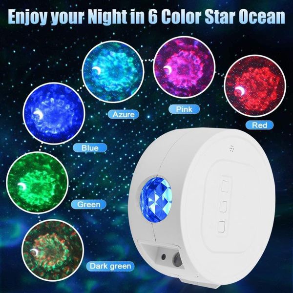 

6 color starry sky led projector light bluetooth children kids bedroom remote control moon star night lamp voice control