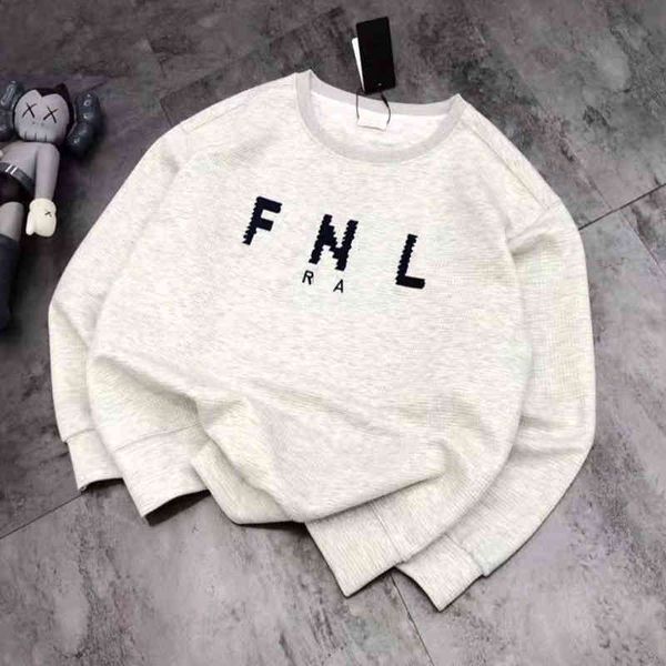 

autumn and winter embroidered round neck sweater men's women's loose top, Black