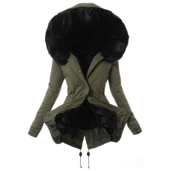 

women's jackets 2021 winter women jacket long faux fur coat plus size ladies lining womens warm thick overcoat, Black;brown