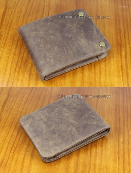 

crazy horse - retro men's leather wallet, foldable wf110 purse, White
