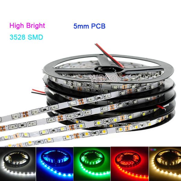 

strips 5m 3528 narrow side 5mm width dc12v white/warm white/blue/red/green 120leds/m high brightness flexible ip30/67 led strip light