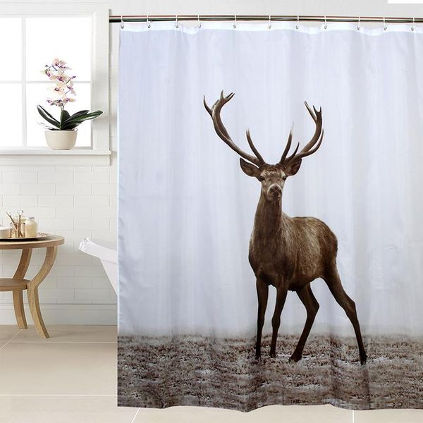 

shower curtains happy tree fabric polyester animal deer curtain waterproof bathroom reindeer bath size 180x180cm