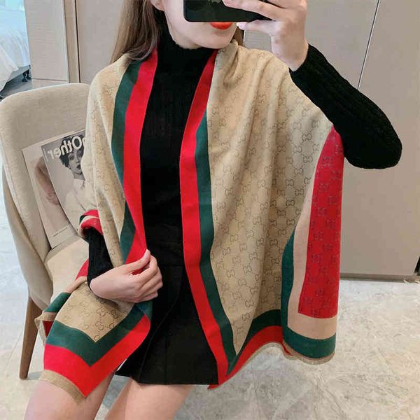 

design imitation cashmere scarf women's versatile autumn new tassel shawl bib to keep warm in winter, Blue;gray