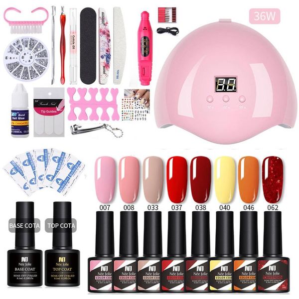 

nail art kits set and lamp choose 18/12 color gel polish kit electric drill machine manicure nails decorations